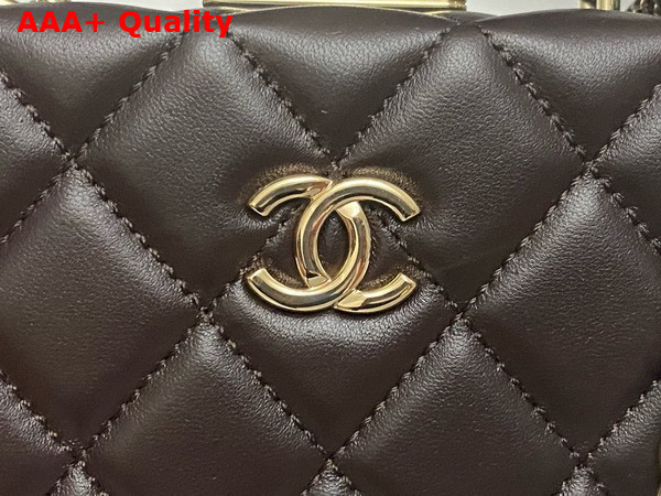 Chanel Small Box Bag Lambskin Gold Tone Metal Dark Brown AS5167 Replica