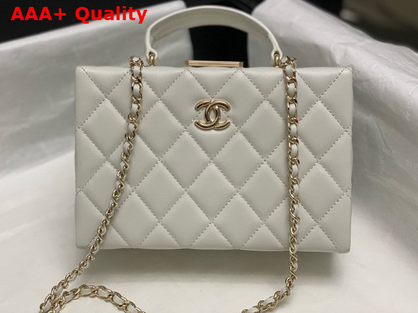 Chanel Small Box Bag Lambskin Gold Tone Metal White AS5167 Replica
