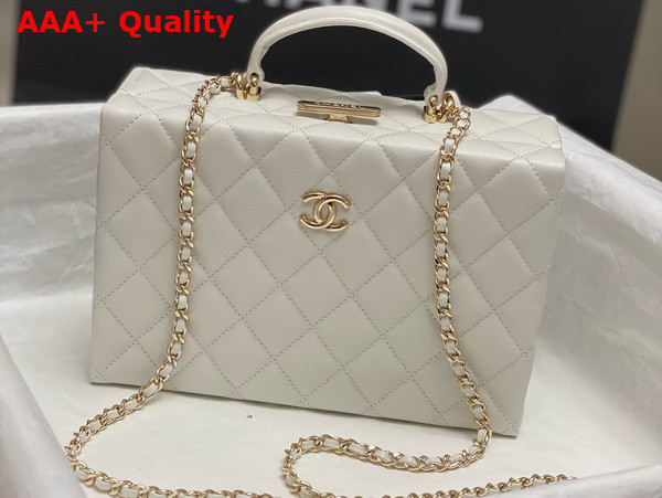 Chanel Small Box Bag Lambskin Gold Tone Metal White AS5167 Replica