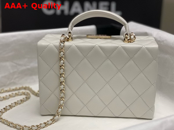 Chanel Small Box Bag Lambskin Gold Tone Metal White AS5167 Replica