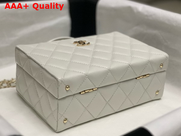 Chanel Small Box Bag Lambskin Gold Tone Metal White AS5167 Replica
