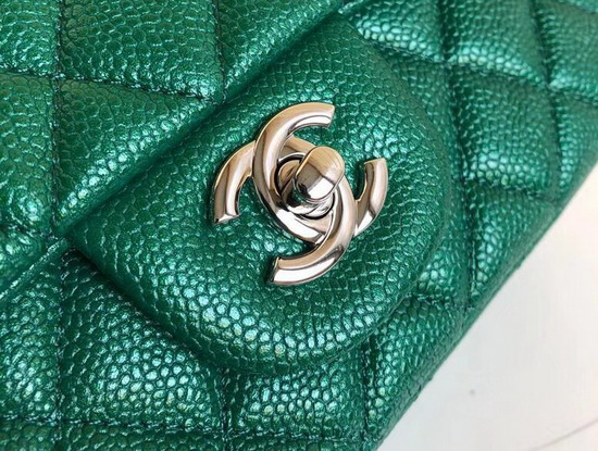 Chanel Small Caviar Flap Bag Pearl Green