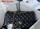 Chanel Small Classic Handbag in Black Grained Calfskin and Gold Tone Metal A01113 Replica