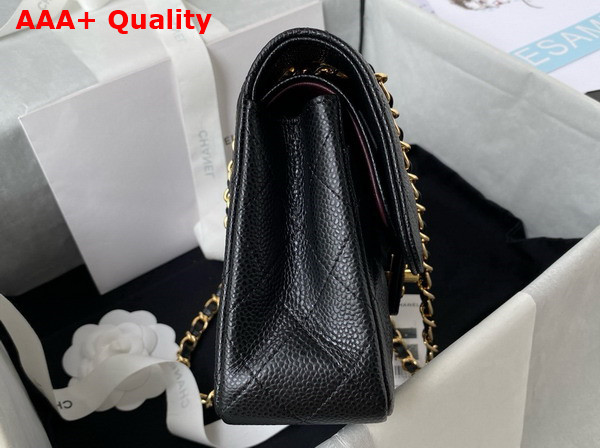 Chanel Small Classic Handbag in Black Grained Calfskin and Gold Tone Metal A01113 Replica