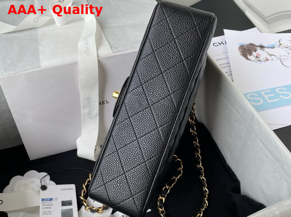 Chanel Small Classic Handbag in Black Grained Calfskin and Gold Tone Metal A01113 Replica