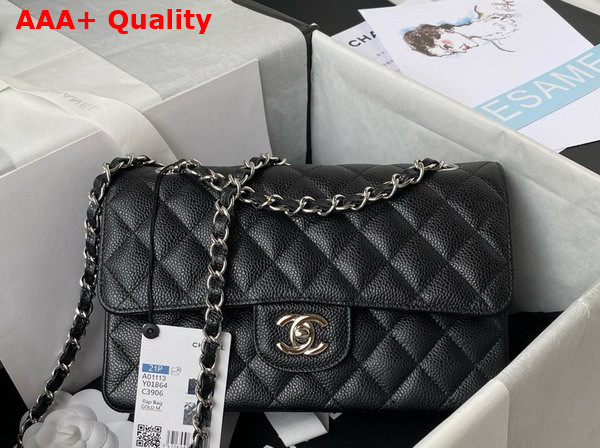 Chanel Small Classic Handbag in Black Grained Calfskin and Gold Tone Metal A01113 Replica