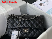 Chanel Small Classic Handbag in Black Grained Calfskin and Silver Tone Metal A01113 Replica