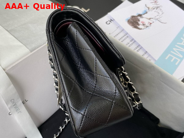 Chanel Small Classic Handbag in Black Grained Calfskin and Silver Tone Metal A01113 Replica
