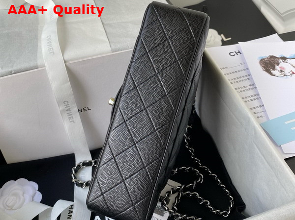 Chanel Small Classic Handbag in Black Grained Calfskin and Silver Tone Metal A01113 Replica