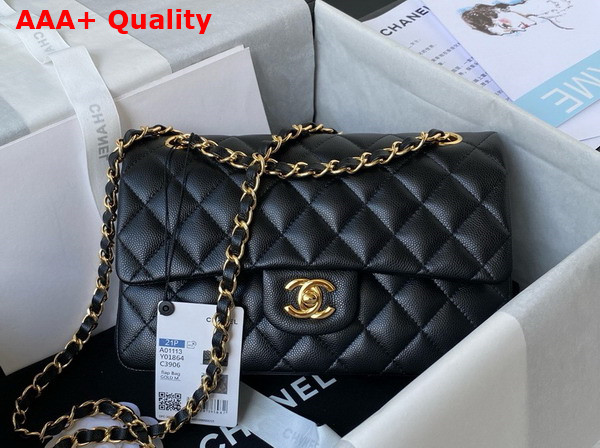 Chanel Small Classic Handbag in Black Grained Calfskin and Silver Tone Metal A01113 Replica