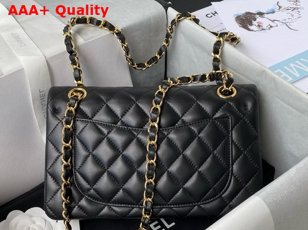 Chanel Small Classic Handbag in Black Lambskin and Gold Tone Metal A01113 Replica