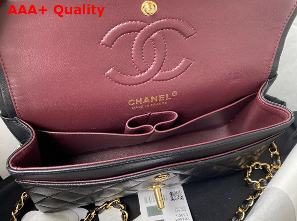 Chanel Small Classic Handbag in Black Lambskin and Gold Tone Metal A01113 Replica