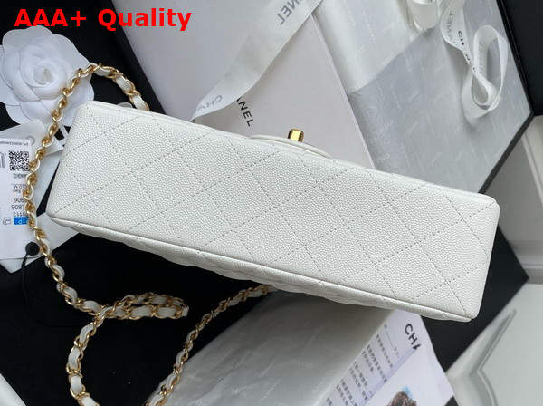 Chanel Small Classic Handbag in White Grained Calfskin and Gold Tone Metal A01113 Replica