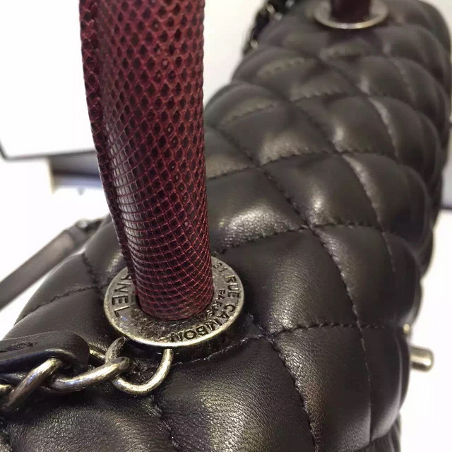 Chanel Small Coco Handle Bag Black Lambskin Lizard Handle for Sale