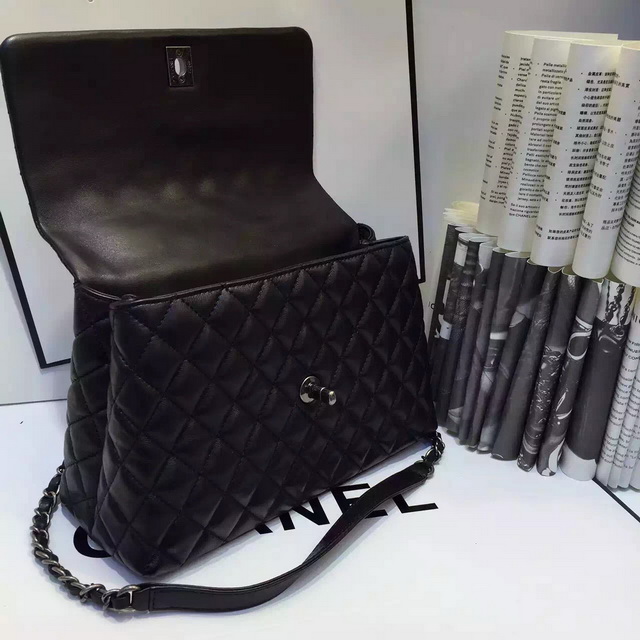 Chanel Small Coco Handle Bag Black Lambskin Lizard Handle for Sale