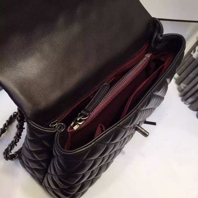 Chanel Small Coco Handle Bag Black Lambskin Lizard Handle for Sale