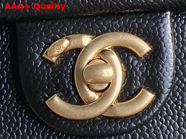 Chanel Small Flap Bag Grained Shiny Calfskin Gold Tone Metal Black AS5186 Replica