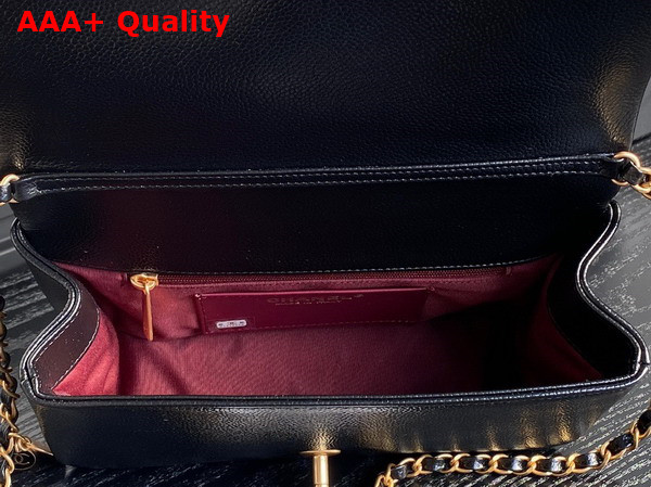 Chanel Small Flap Bag Grained Shiny Calfskin Gold Tone Metal Black AS5186 Replica