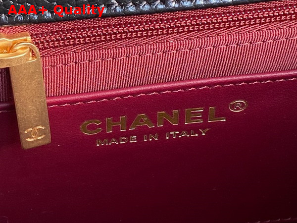 Chanel Small Flap Bag Grained Shiny Calfskin Gold Tone Metal Black AS5186 Replica