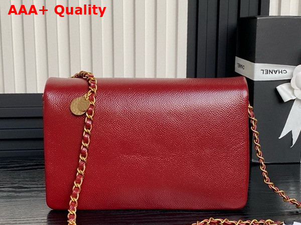 Chanel Small Flap Bag Grained Shiny Calfskin Gold Tone Metal Burgundy AS5186 Replica