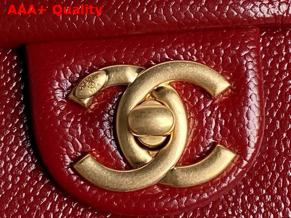 Chanel Small Flap Bag Grained Shiny Calfskin Gold Tone Metal Burgundy AS5186 Replica