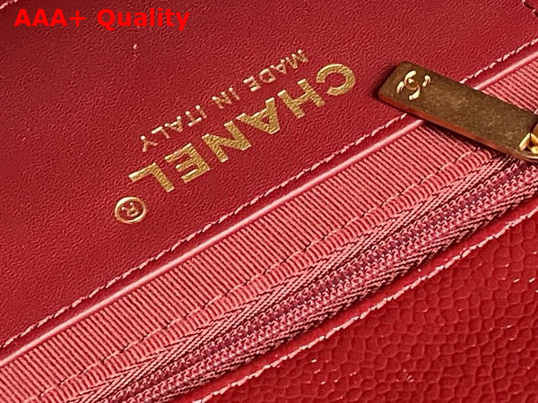Chanel Small Flap Bag Grained Shiny Calfskin Gold Tone Metal Burgundy AS5186 Replica