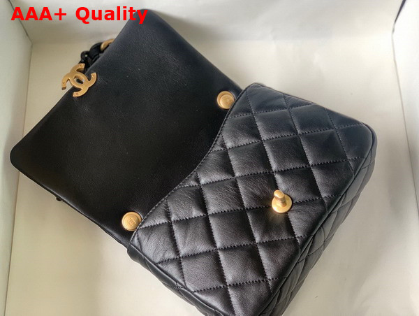 Chanel Small Flap Bag Lambskin Gold Tone Lacquered Metal Black Ref AS3206 Replica