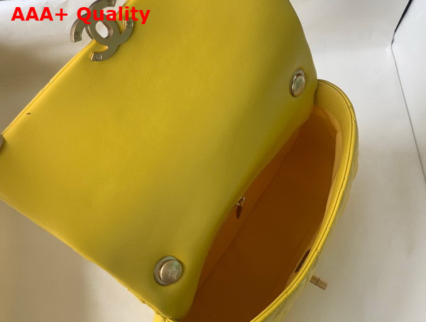 Chanel Small Flap Bag Lambskin Gold Tone Lacquered Metal Yellow Ref AS3206 Replica