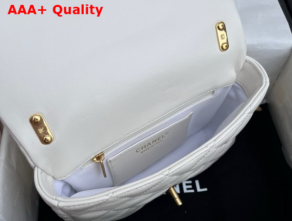 Chanel Small Flap Bag Lambskin Gold Tone Metal White Ref AS3214 Replica