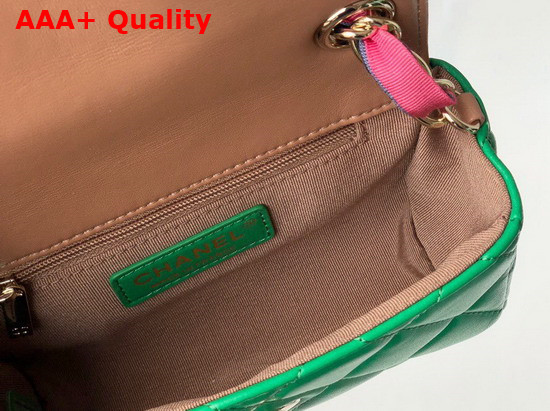 Chanel Small Flap Bag Lambskin Mixed Fibers and Gold Tone Metal Green AS2369 Replica