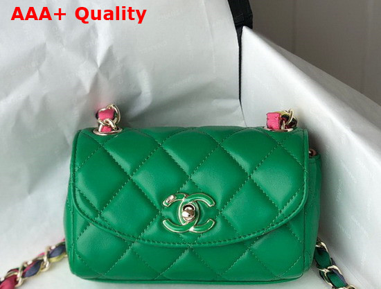 Chanel Small Flap Bag Lambskin Mixed Fibers and Gold Tone Metal Green AS2369 Replica