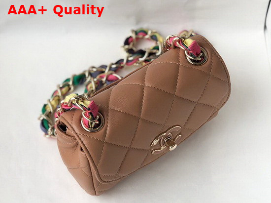Chanel Small Flap Bag Lambskin Mixed Fibers and Gold Tone Metal Nude AS2369 Replica
