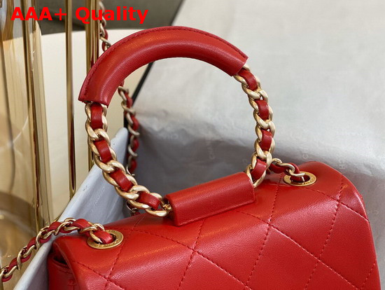 Chanel Small Flap Bag Lambskin and Gold Metal Red AS1357 Replica