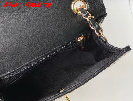 Chanel Small Flap Bag Raffia Jute Thread and Gold Tone Metal Black and Beige Ref AS2418 Replica