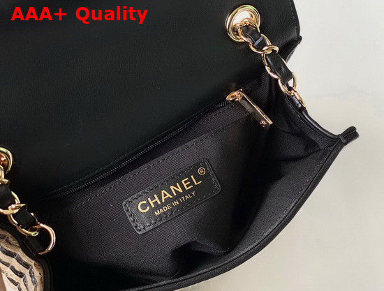 Chanel Small Flap Bag Raffia Jute Thread and Gold Tone Metal Black and Beige Ref AS2418 Replica