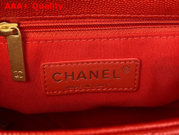 Chanel Small Flap Bag Red Grained Shiny Calfskin Gold Tone Metal Ref AS3369 Replica