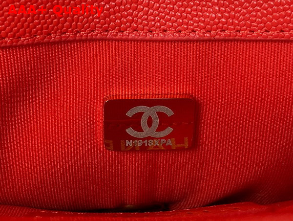Chanel Small Flap Bag Red Grained Shiny Calfskin Gold Tone Metal Ref AS3369 Replica