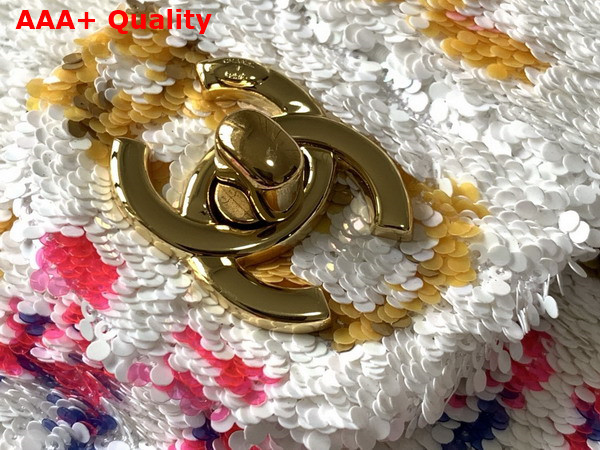 Chanel Small Flap Bag Sequins and Gold Tone Metal White Yellow Pink and Blue AS4561 Replica
