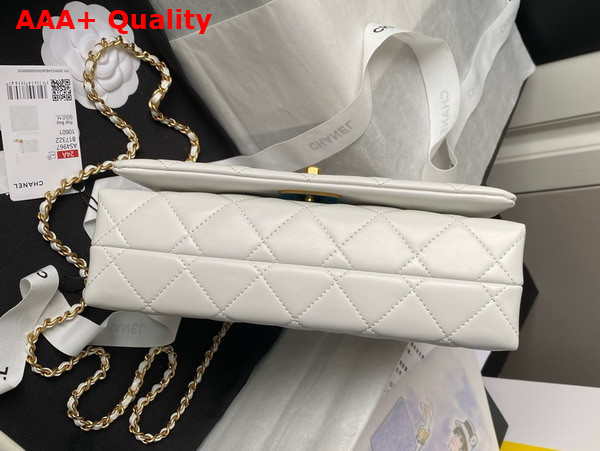 Chanel Small Flap Bag Shiny Lambskin Enamel Gold Tone Metal White AS4967 Replica
