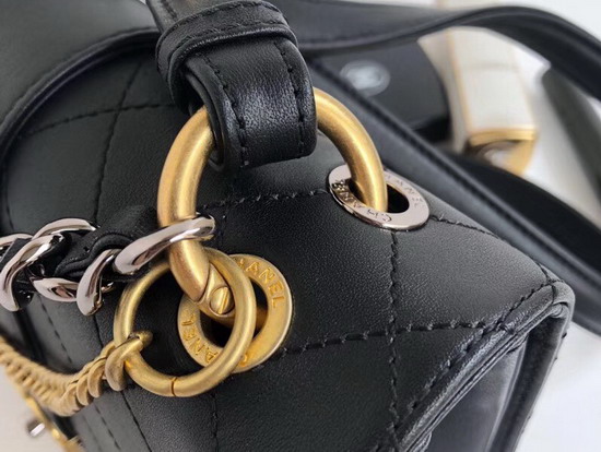 Chanel Small Flap Bag in Black Calfskin Ruthenium Finish and Gold Tone Metal
