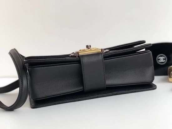 Chanel Small Flap Bag in Black Calfskin Ruthenium Finish and Gold Tone Metal