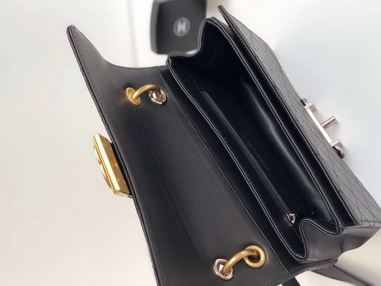 Chanel Small Flap Bag in Black Calfskin Ruthenium Finish and Gold Tone Metal