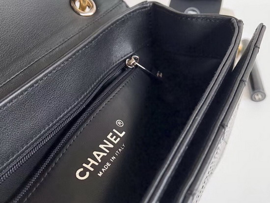 Chanel Small Flap Bag in Black Calfskin Ruthenium Finish and Gold Tone Metal