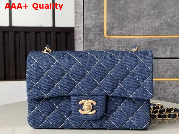 Chanel Small Flap Bag in Blue Denim Replica