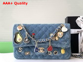 Chanel Small Flap Bag in Blue Denim with Jewelry Replica