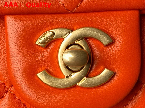 Chanel Small Flap Bag in Orange Lambskin Imitation Pearls Gold Tone Metal As4861 Replica