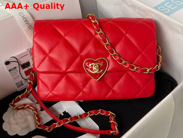 Chanel Small Flap Bag in Red Lambskin Plexi Gold Tone Metal AS3986 Replica
