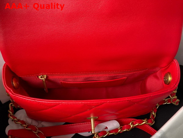 Chanel Small Flap Bag in Red Lambskin Plexi Gold Tone Metal AS3986 Replica