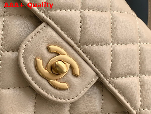 Chanel Small Flap Bag with Top Handle Beige Lambskin Gold Tone Metal AS5355 Replica
