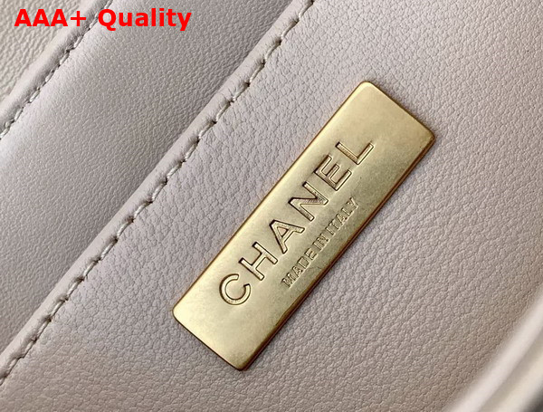 Chanel Small Flap Bag with Top Handle Beige Lambskin Gold Tone Metal AS5355 Replica